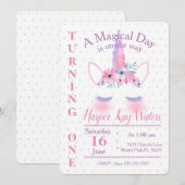 Een uitnodiging voor een Magische Unicorn Birthday (Voorkant / Achterkant)