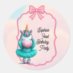Een uitnodiging voor een Magische Unicorn Birthday Ronde Sticker
