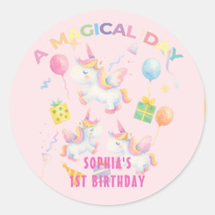 Een uitnodiging voor een Magische Unicorn Birthday Ronde Sticker