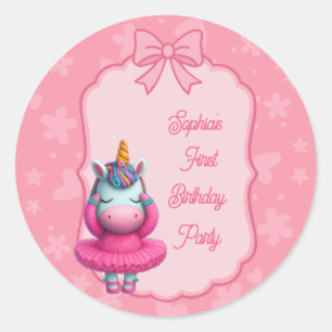 Een uitnodiging voor een Magische Unicorn Birthday Ronde Sticker