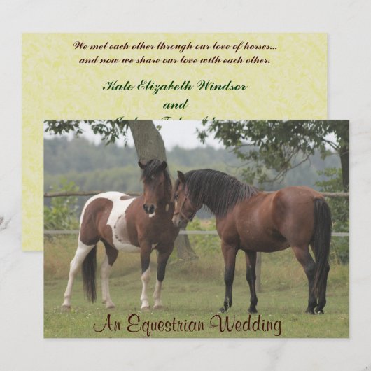 Een uitnodiging voor een paardenweddenschap voor p (Voorkant / Achterkant)