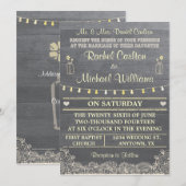 Een uitnodiging voor een Rustic Mason Jar Wedding (Voorkant / Achterkant)