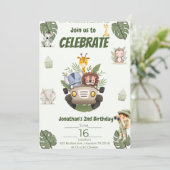 Een uitnodiging voor een Safari Animals verjaardag (Staand voorkant)