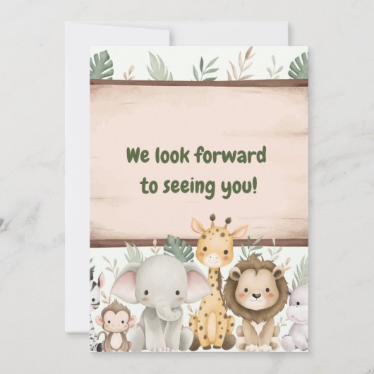 Een uitnodiging voor een Safari Animals verjaardag (Achterkant)