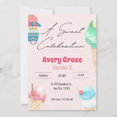 Een uitnodiging voor een Sweet Icecream Summer Bir (Voorkant)