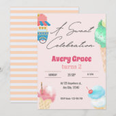 Een uitnodiging voor een Sweet Icecream Summer Bir (Voorkant / Achterkant)