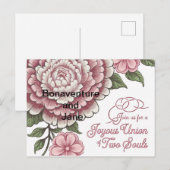 Een uitnodiging voor een trouwkaart met een bloemi (Voorkant / Achterkant)