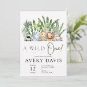 Een uitnodiging voor een wild safari verjaardagsfe (Staand voorkant)