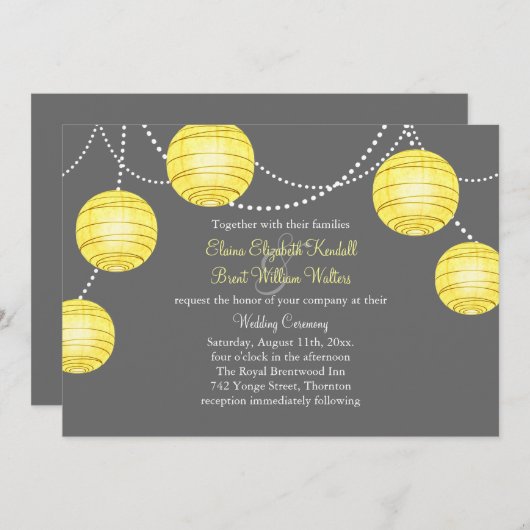 Een uitnodiging voor het huwelijk van Gele en Grij (Voorkant / Achterkant)