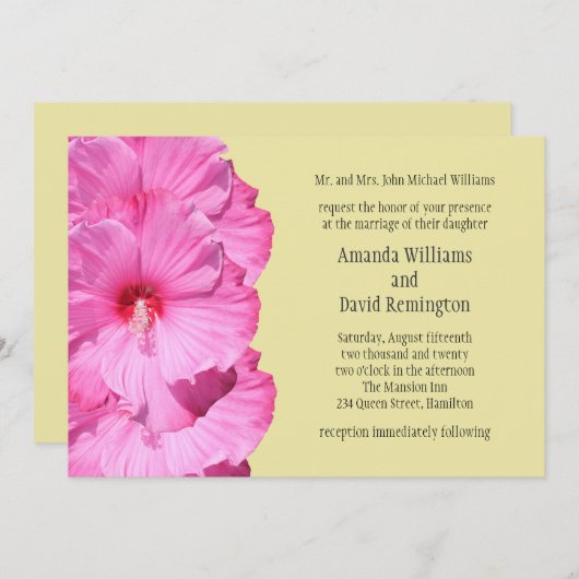 Een uitnodiging voor Tropisch huwelijk (geel) (Voorkant / Achterkant)