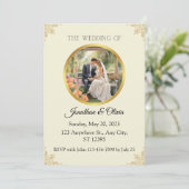 Een uitnodigingskaart voor een bruiloft getiteld R Kaart (Staand voorkant)