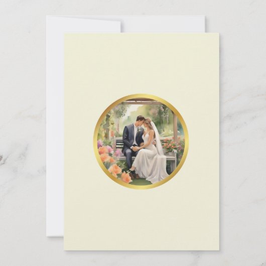 Een uitnodigingskaart voor een bruiloft getiteld R Kaart (Achterkant)