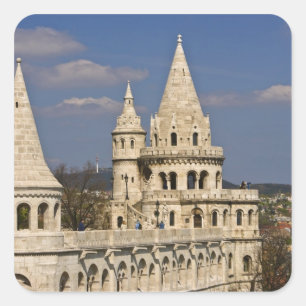 Een uitzicht Boedapest uit Castle Hill. Vierkante Sticker