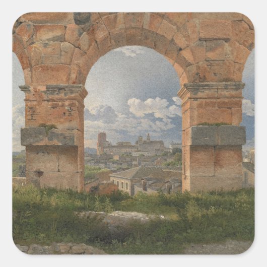 Een uitzicht door drie bogen van het Colosseum Vierkante Sticker (Voorkant)