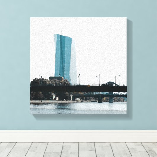 Een uitzicht Frankfurt Canvas Afdruk (Insitu (Houten vloer))