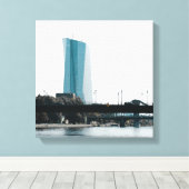Een uitzicht Frankfurt Canvas Afdruk (Insitu (Houten vloer))