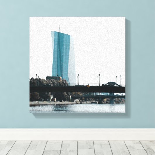 Een uitzicht Frankfurt Canvas Afdruk (Insitu (Houten vloer))