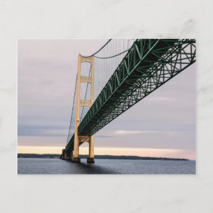 Een uitzicht op de Mackinac-brug vanuit Lake Michi Briefkaart