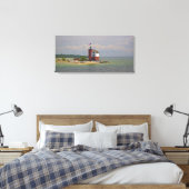 Een uitzicht op het lichtstation Round Island. Canvas Afdruk (Insitu (Slaapkamer))