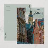 Een uitzicht op Riga Letland Briefkaart (Voorkant / Achterkant)