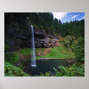 Een uitzicht op South Falls in Silver Falls State Poster