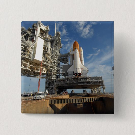 Een uitzicht Space Shuttle Atlantis op Lancering P Vierkante Button 5,1 Cm (Voorkant)