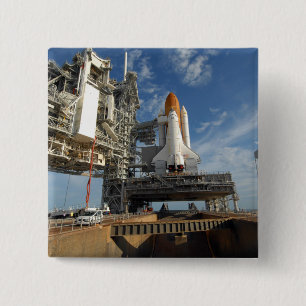 Een uitzicht Space Shuttle Atlantis op Lancering P Vierkante Button 5,1 Cm