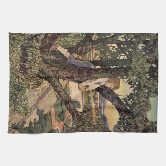 Een Uitzicht uit de bomen van Jessie Willcox Smith Theedoek (Horizontaal)