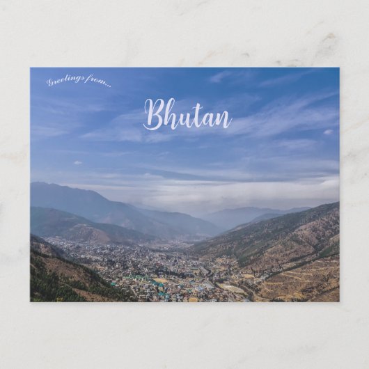 Een Uitzicht uit de lucht van Thimphu Bhutan Briefkaart (Voorkant)