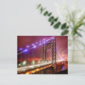 Een uitzicht uit Fort Lee met een winderige regena Briefkaart (Staand voorkant)