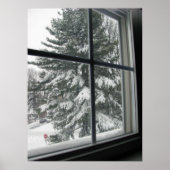 Een Uitzicht uit het raam van de sneeuwbedekking E Poster (Voorkant)