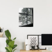 Een Uitzicht uit het raam van de sneeuwbedekking E Poster (Thuiskantoor)