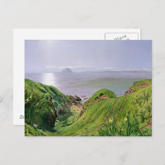 Een Uitzicht van Ailsa Craig en het eiland Arran,  Briefkaart (Voorkant / Achterkant)