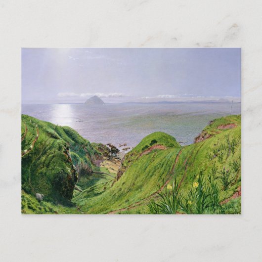 Een Uitzicht van Ailsa Craig en het eiland Arran,  Briefkaart (Voorkant)