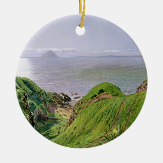 Een Uitzicht van Ailsa Craig en het eiland Arran,  Keramisch Ornament (Voorkant)