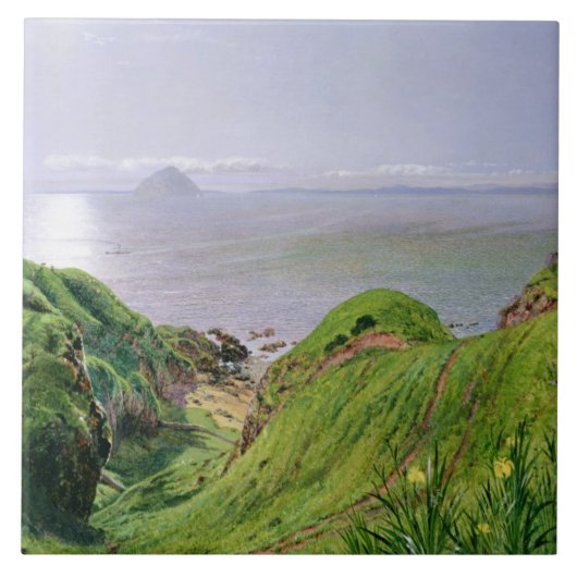 Een Uitzicht van Ailsa Craig en het eiland Arran,  Tegeltje (Voorkant)