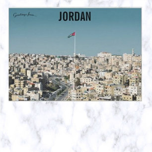 Een Uitzicht van Amman Jordan met vlag Briefkaart