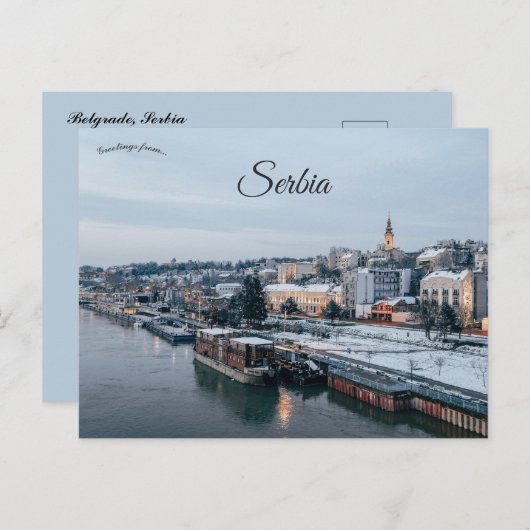 Een Uitzicht van Belgrado Servië Briefkaart (Voorkant / Achterkant)