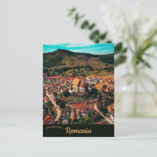 Een Uitzicht van Biertan Roemenië Briefkaart (Staand voorkant)