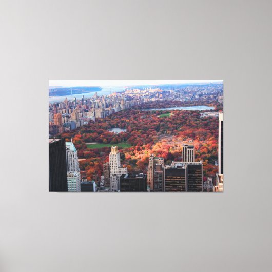 Een uitzicht van bovenaf: herfst in Central Park 0 Canvas Afdruk (Voorkant)