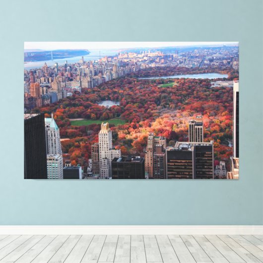 Een uitzicht van bovenaf: herfst in Central Park 0 Canvas Afdruk (Insitu (Houten vloer))