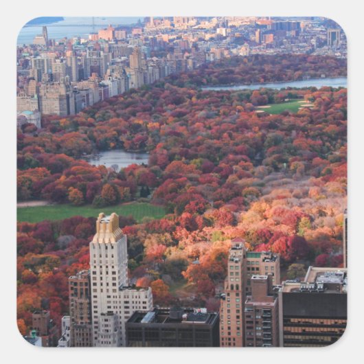 Een uitzicht van bovenaf: herfst in Central Park 0 Vierkante Sticker (Voorkant)