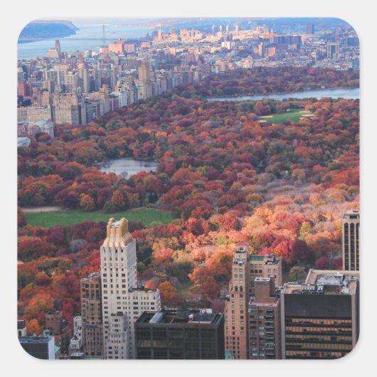 Een uitzicht van bovenaf: herfst in Central Park 0 Vierkante Sticker (Voorkant)