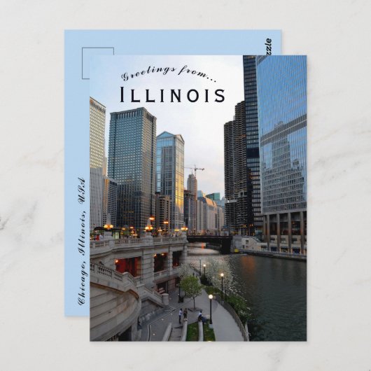 Een Uitzicht van Chicago Illinois USA Briefkaart (Voorkant / Achterkant)