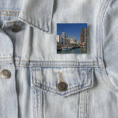 Een uitzicht van Chicago's marine pier 2 Vierkante Button 5,1 Cm (In situ)