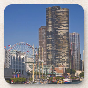 Een uitzicht van Chicago's marine pier Onderzetter