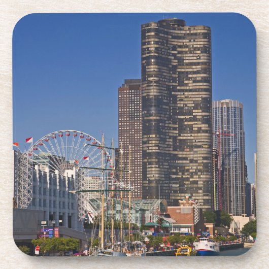 Een uitzicht van Chicago's marine pier Onderzetter (Voorkant)