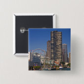 Een uitzicht van Chicago's marine pier Vierkante Button 5,1 Cm (Voorkant /achterkant)