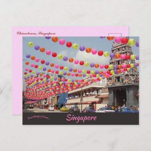 Een Uitzicht van Chinatown Singapore Briefkaart (Voorkant / Achterkant)