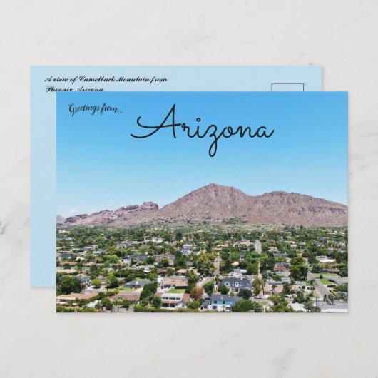 Een Uitzicht van de Camelback-berg uit Phoenix Ari Briefkaart (Voorkant / Achterkant)